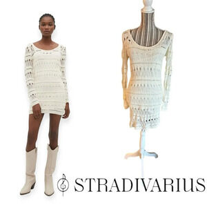 STRADIVARIUS | Vanilla | SHORT OPEN-KNIT DRESS